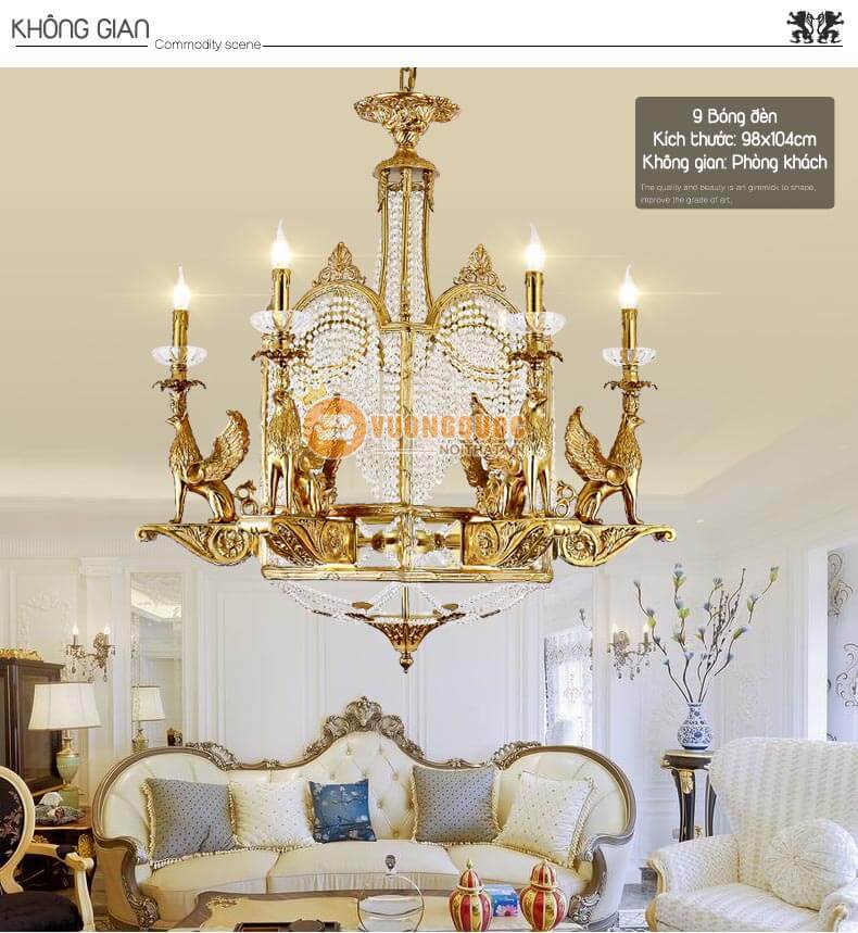 Đèn chùm đồng chim đại bàng dũng mãnh abr138-2